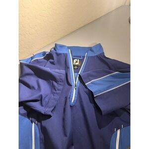 FootJoy Men's Golf Pullover Jacket 1/4 Zip Short Sleeve Windshirt Large Blue